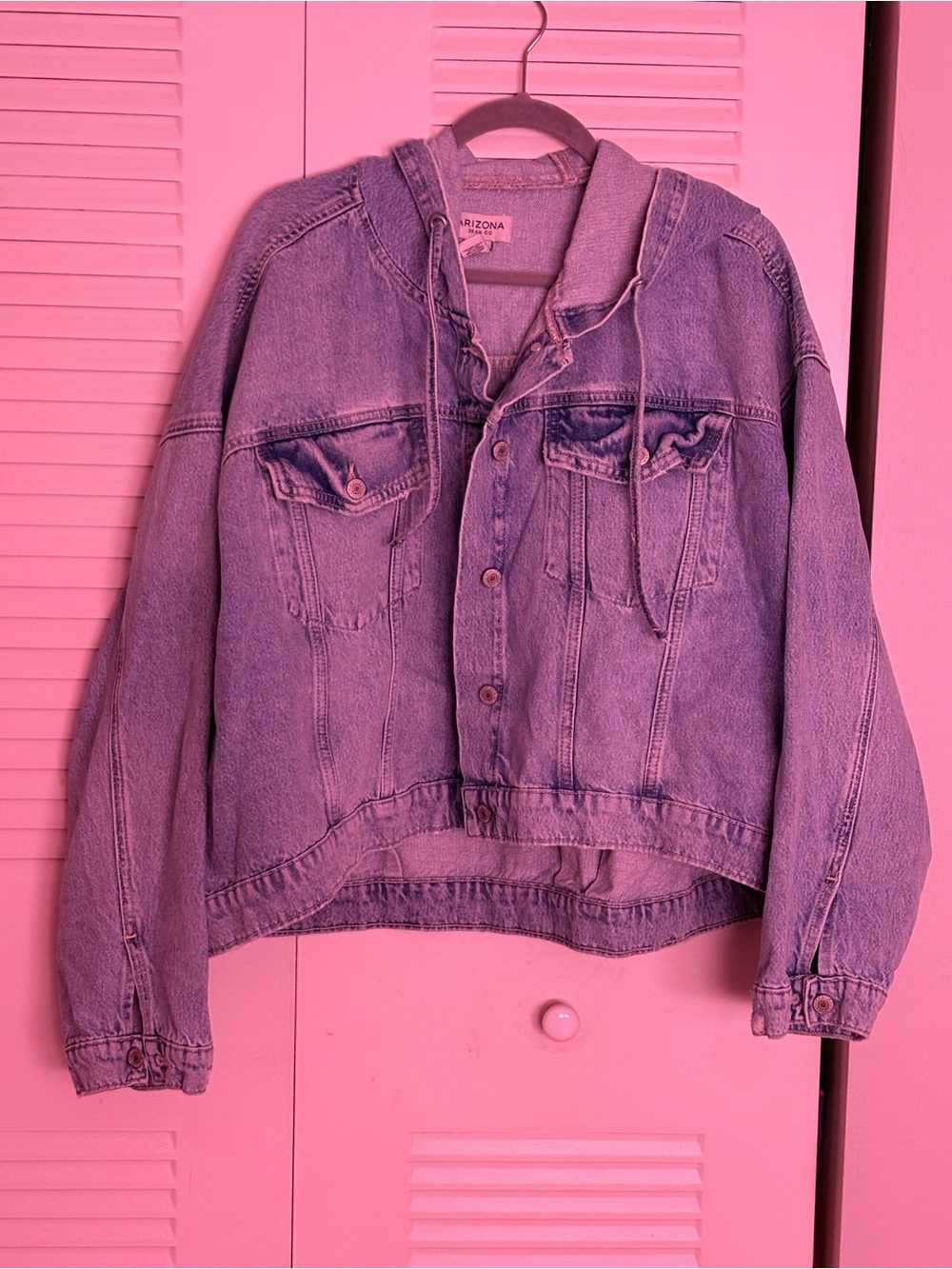 Arizona Jean Company Women's Hooded Denim Jacket in Blue